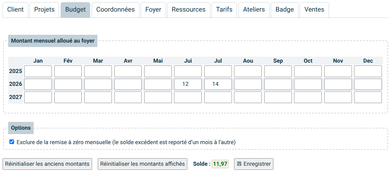 La case pour exclure un client de la remise à zéro mensuelle La case pour exclure un client de la remise à zéro mensuelle
