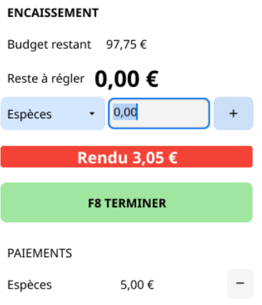 terminer une vente