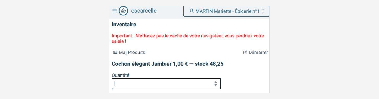 Saisir la quantité