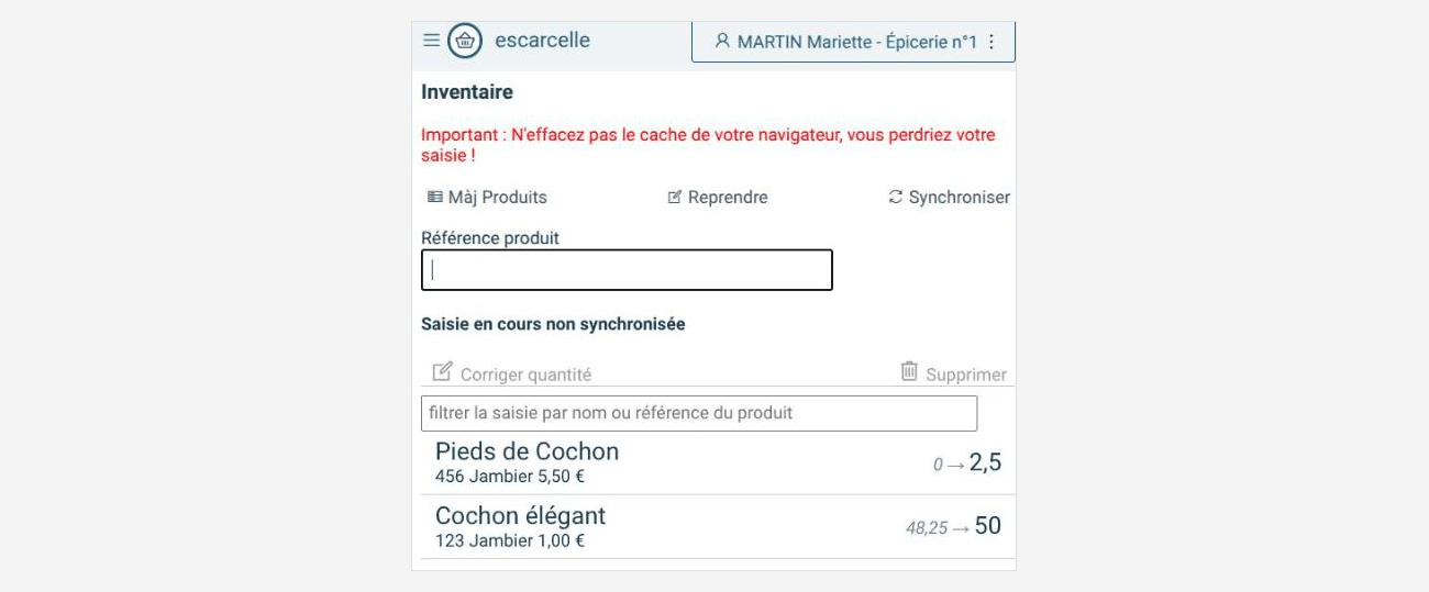 Liste des produits