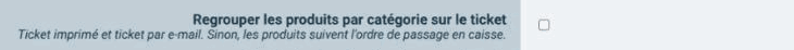 regrouper les produits par catégorie sur le ticket